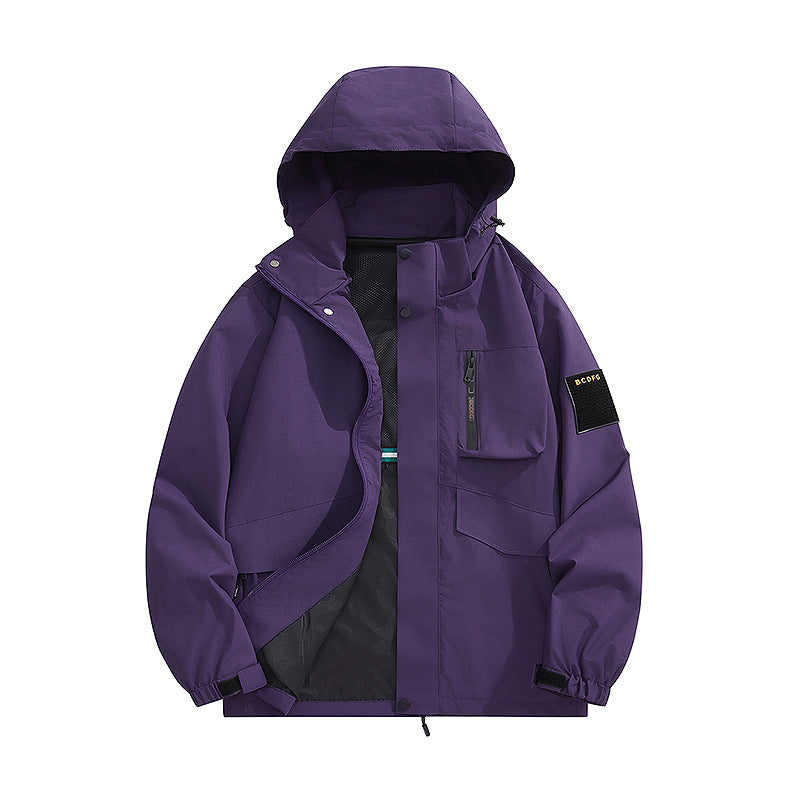Herren Multifunktions-Utility-Outdoojacke mit Kapuze, verdeckten Taschenklappen und winddichter Beschichtung – Taviero