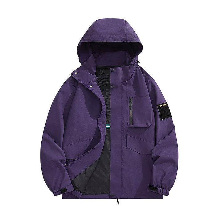 Herren Multifunktions-Utility-Outdoojacke mit Kapuze, verdeckten Taschenklappen und winddichter Beschichtung – Taviero