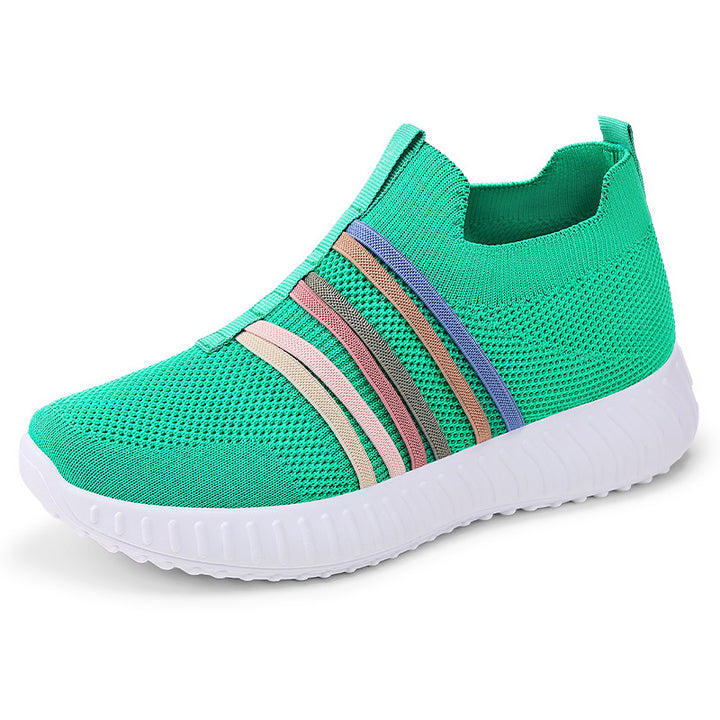 Damen nan leichte gestrickte Schlupfsneaker mit elastischen Zierbändern und stoßdämpfender EVA-Laufsohle Echo Archiv