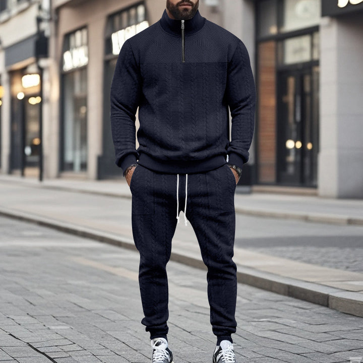 Herren Freizeit-Jogginganzug aus weichem Strickstoff mit modernem Zipper Echoarchiv