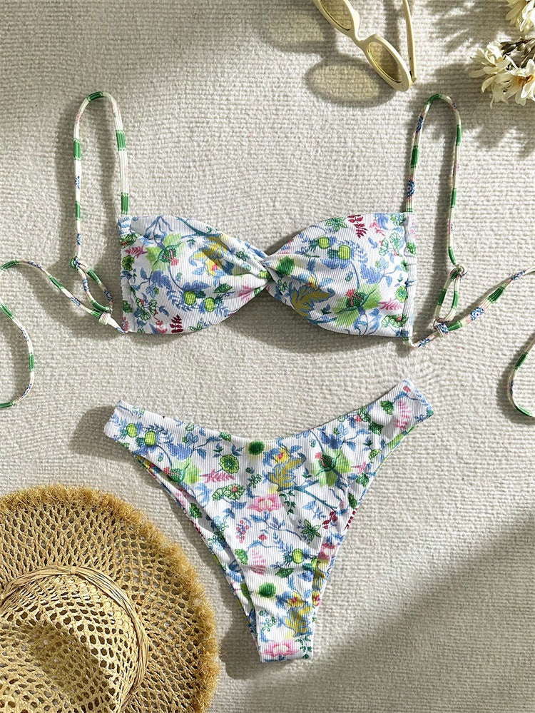 Damen Verschnörkelter Bikini mit floralem Design Echo Archiv