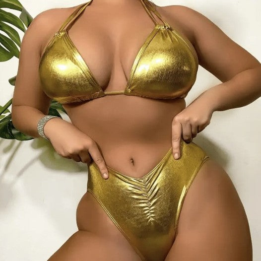 Damen Hochwertiger Triangel-Bikini mit metallischem Finish Echo Archiv