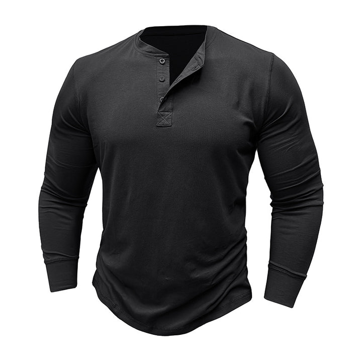 Herren Langarm-Henley-Shirt mit moderner Knopfleiste und zeitgemäßem Schnitt Echoarchiv