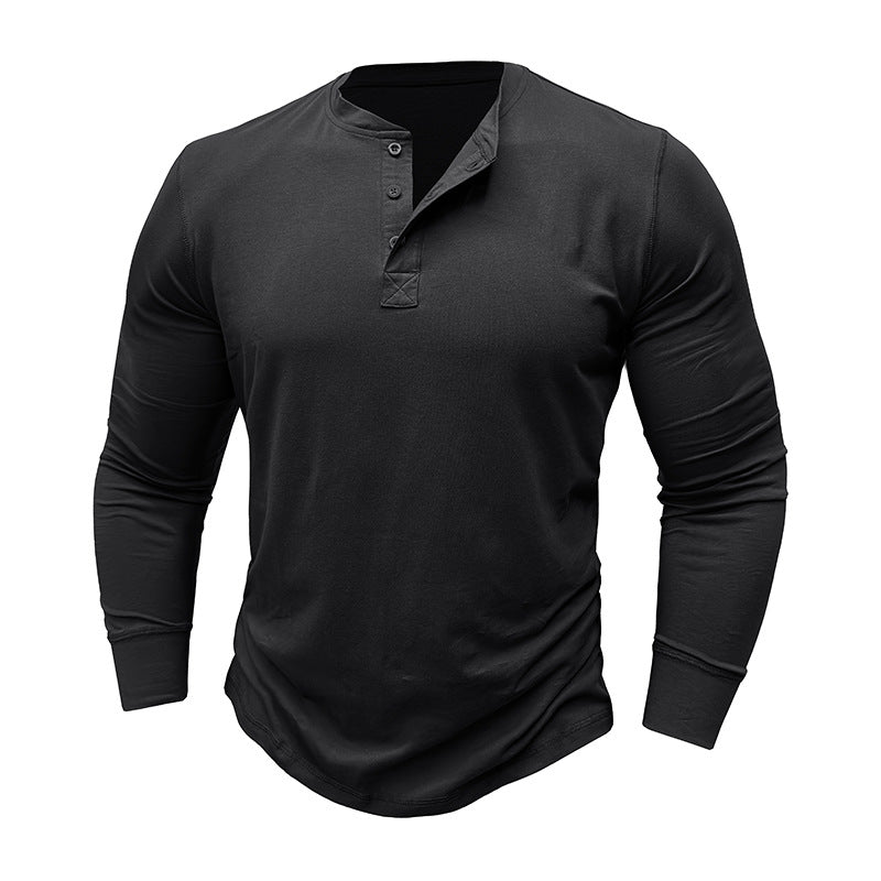 Herren modernes Langarmshirt mit Knopfleiste und bequemen Schnitt Echoarchiv
