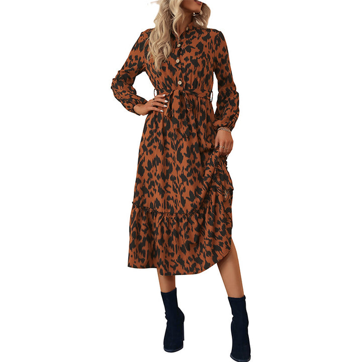 Damen Midi-Kleid mit Gürtel und floralen Akzenten Echo Archiv