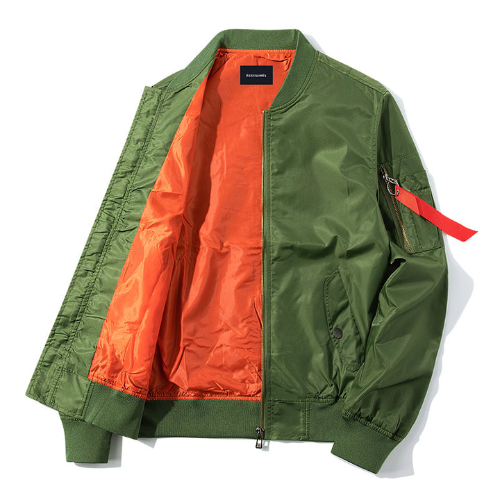 Herren Nylon Bomberjacke im Flugzeugstil mit kontrastierender Taftfutter und Reißverschlusstasche am Ärmel Echo Archiv