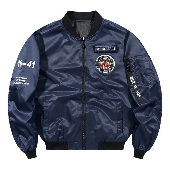 Herren Leichte Nylon-Bomberjacke im Aviator-Style mit Patchdetails und Ärmeltasche Echoarchiv