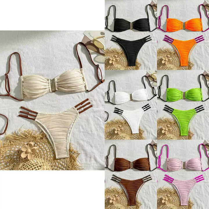 Damen Bikini-Set mit raffiniertem Falten-Design und modischen Akzenten Echo Archiv