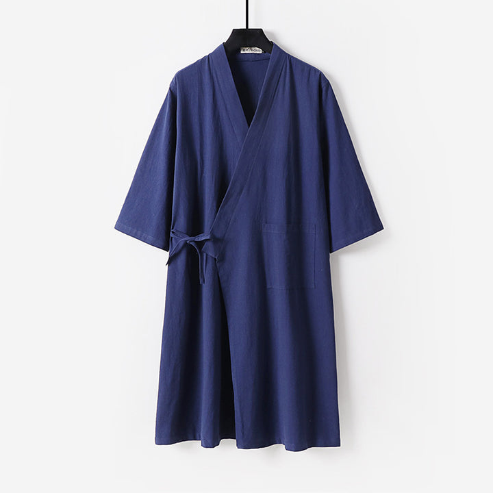 Damen Kimono-Wickelkleid mit Bindegürtel und aufgesetzten Taschen Echoarchiv