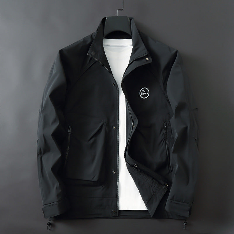 Herren Leichte technische Übergangsjacke mit Stehkragen, Reißverschluss und Multifunktionstaschen Echo Archiv