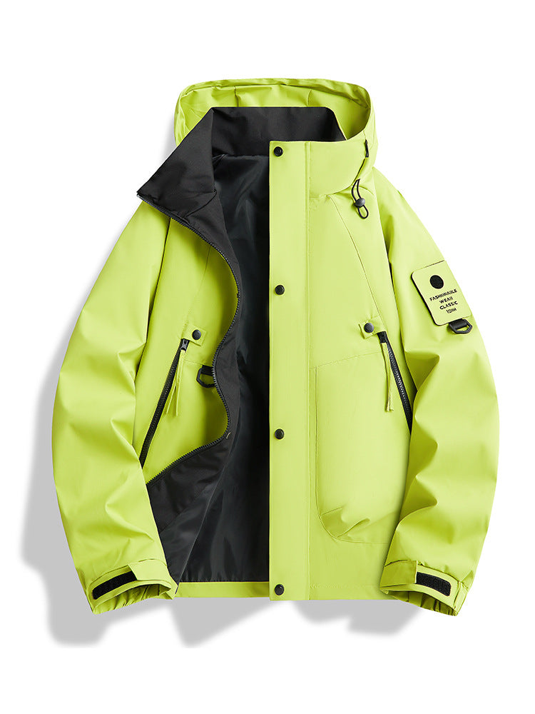Herren wasserdichte urbane Hardshell-Jacke mit geschweißten Nähten, verstellbarer Kapuze und Utilitieschultertasche – Taviero