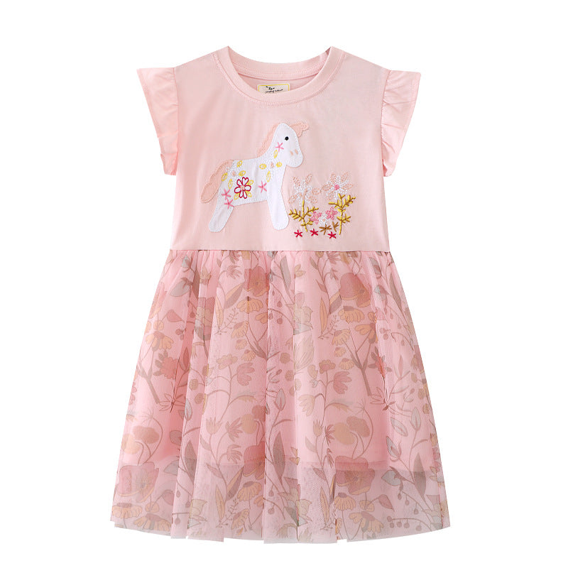 Mädchen Tüllkleid mit floralem Design und zauberhaften Hasenapplikationen Echo Archiv