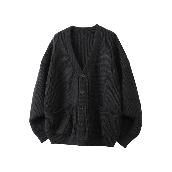Unisex Oversize Grobstrick-Cardigan mit V-Ausschnitt, Knopfleiste und aufgesetzten Taschen Echo Archiv
