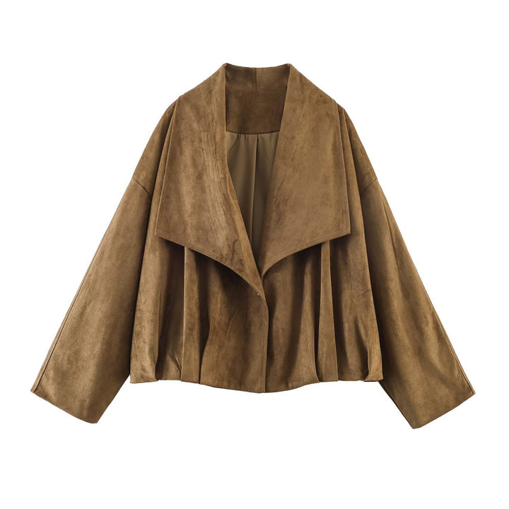 Damen Oversized Wasserfalljacke im Veloursleder-Look Echo Archiv