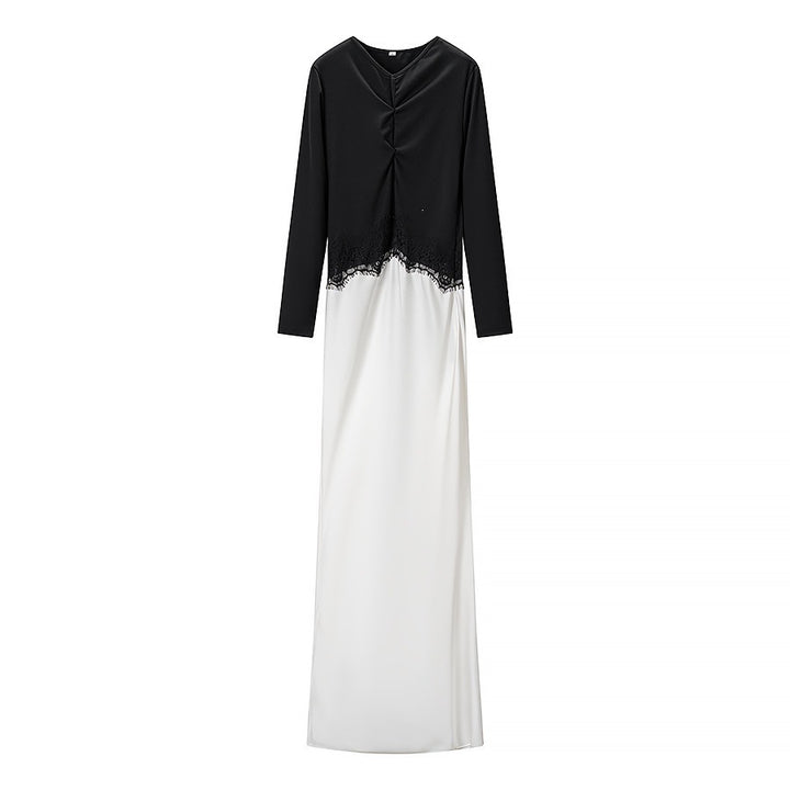 Damen Maxikleid mit Spitzeneinsatz, geraffter Vorderpartie und fließender Saum Echo Archiv