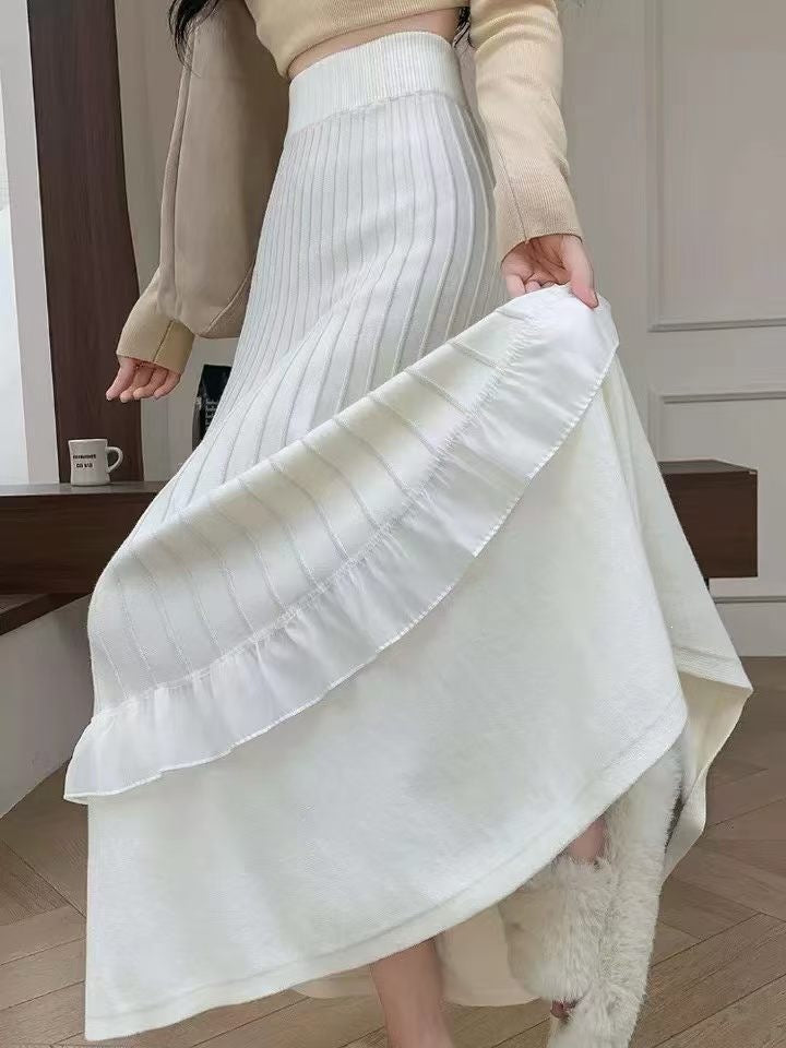 Damen Eleganter Maxi-Rock mit Volant und strukturiertem Design Echo Archiv