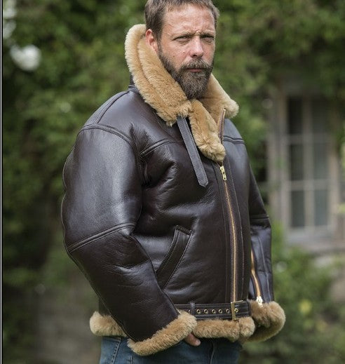 Herren authentische Lammfelljacke im Vintage-Stil Echoarchiv