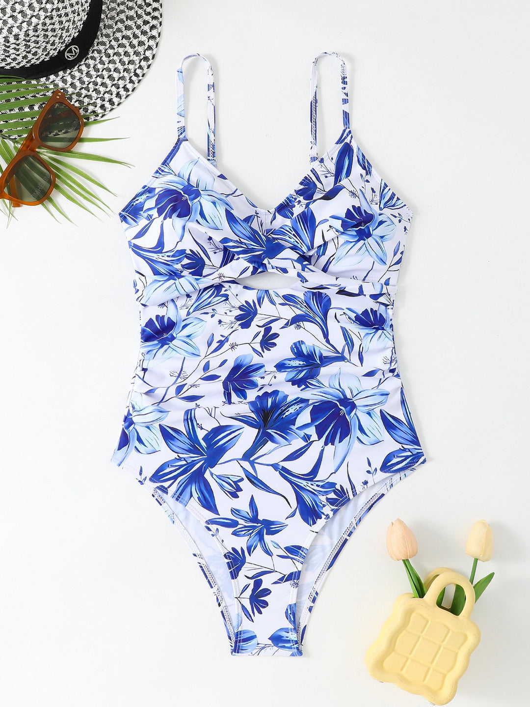 Damen Einteiliger Badeanzug mit floralen Cut-Outs Echo Archiv