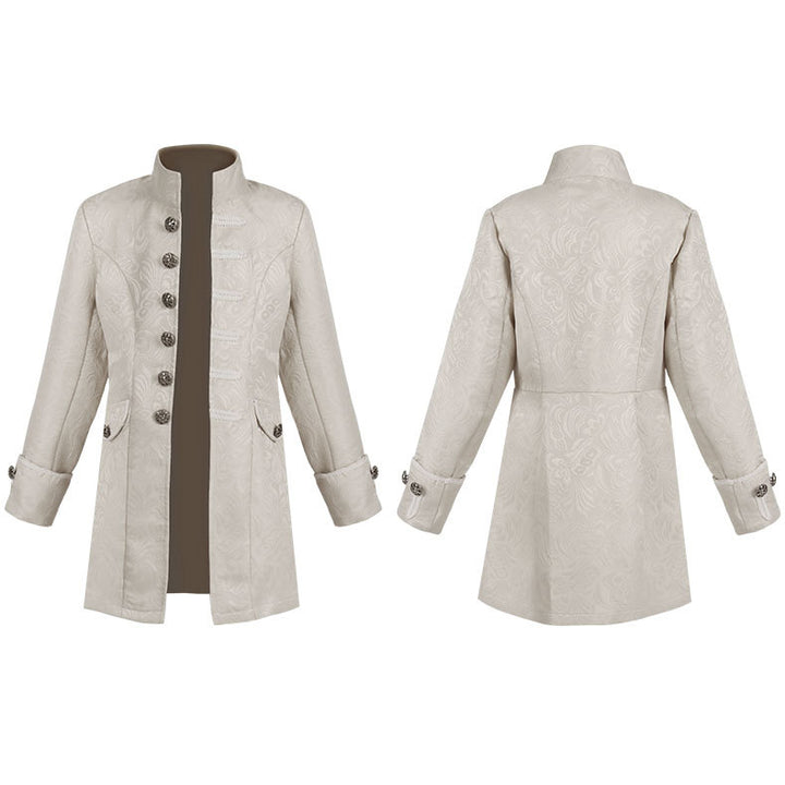 Damen nan taillierter Jacquard-Gehrock mit Stehkragen und dekorativer Knopfleiste Echo Archiv