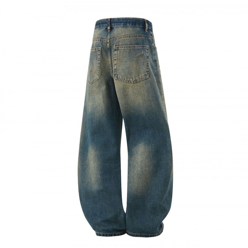 Damen Weite High-Waist Baggy-Jeans mit Used-Waschung und Distressed-Details Echo Archiv