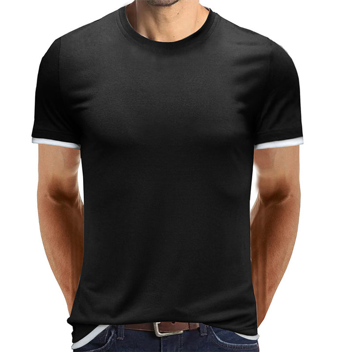 Herren atmungsaktives Rundhals-T-Shirt mit kontrastierenden Ärmeln Echoarchiv