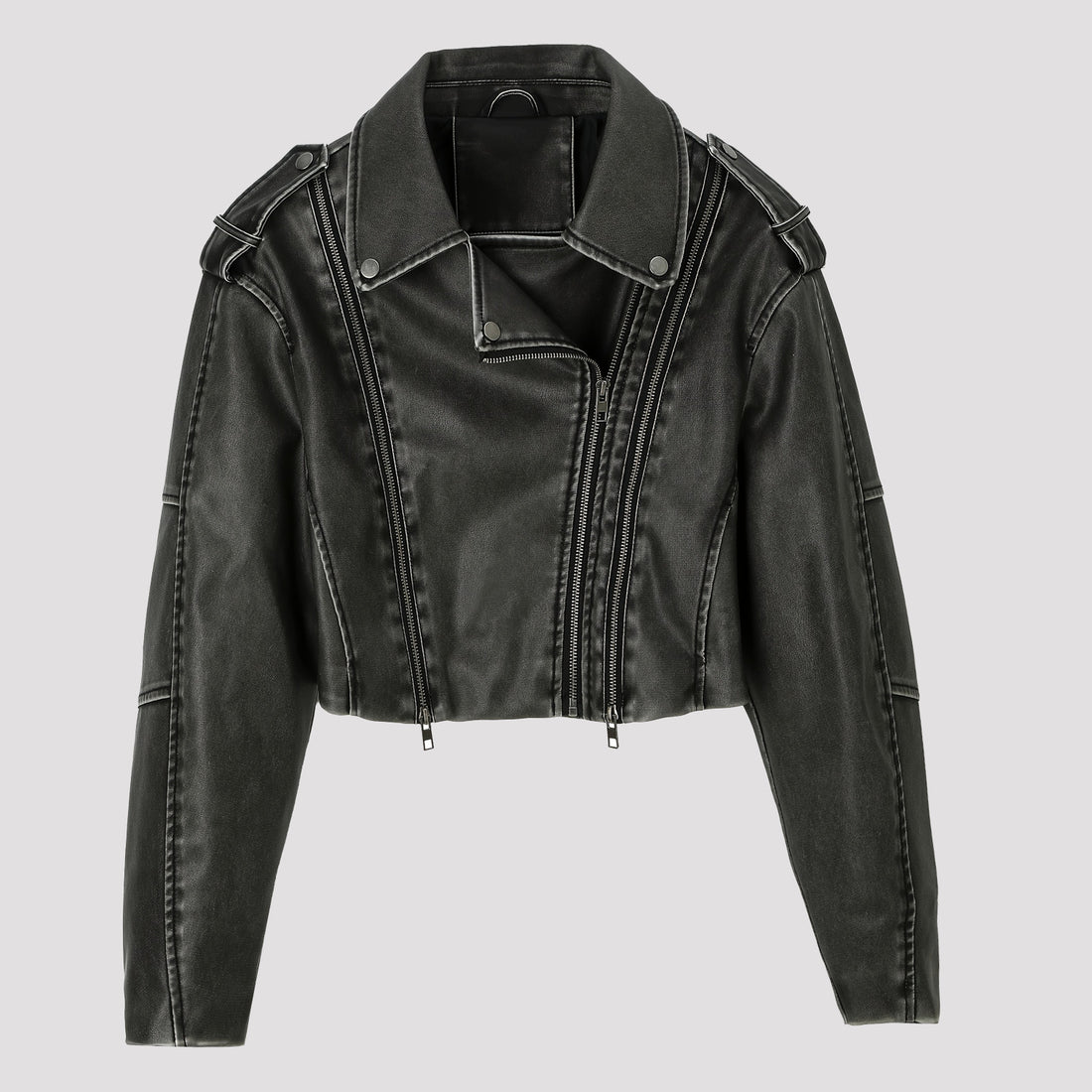 Damen Cropped Bikerjacke – Célinea