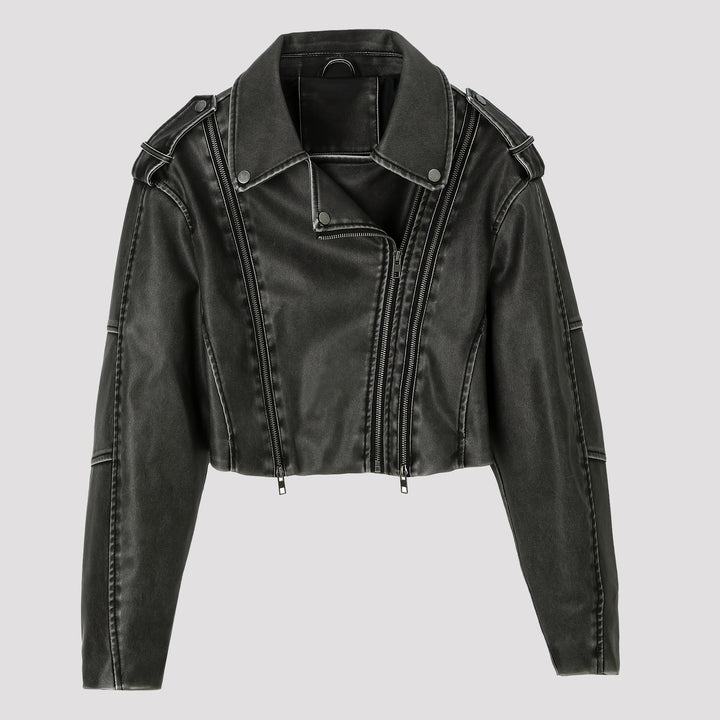Damen Cropped Bikerjacke Echo Archiv