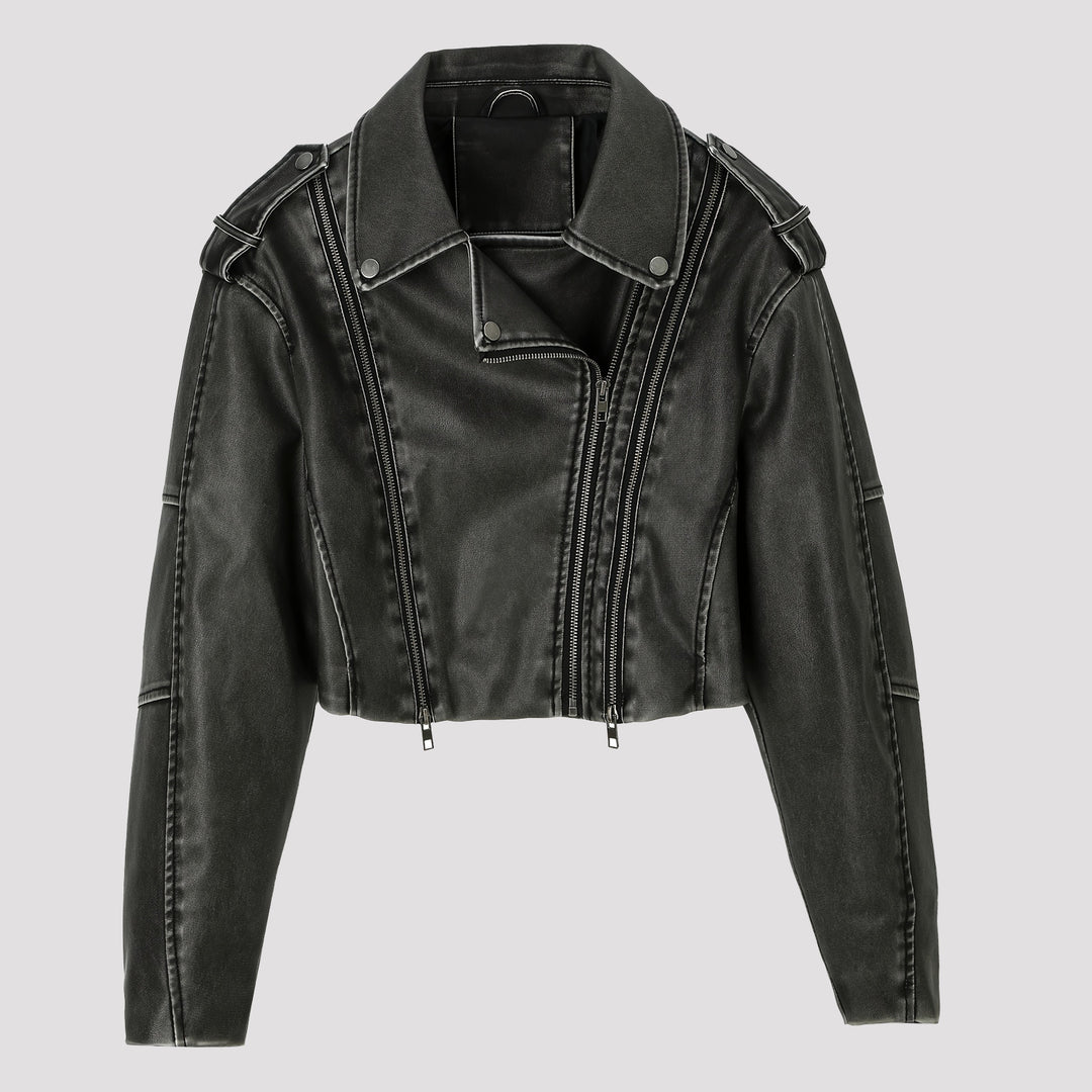 Damen Modische Cropped Bikerjacke Echo Archiv