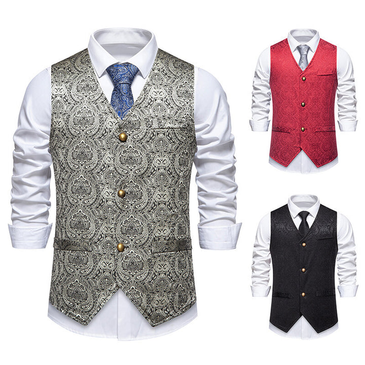 Herren elegante Anzugweste mit kunstvollem Muster und praktischen Taschen Echoarchiv