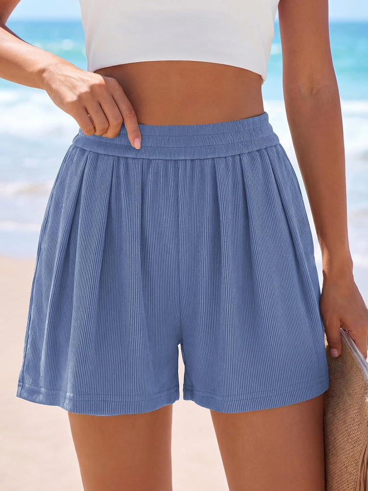 Damen Legere Freizeitshorts mit elastischem Bund und Falten Echo Archiv