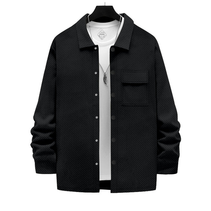 Herren lässige Baumwolljacke mit strukturiertem Design und praktischen Taschen Echoarchiv