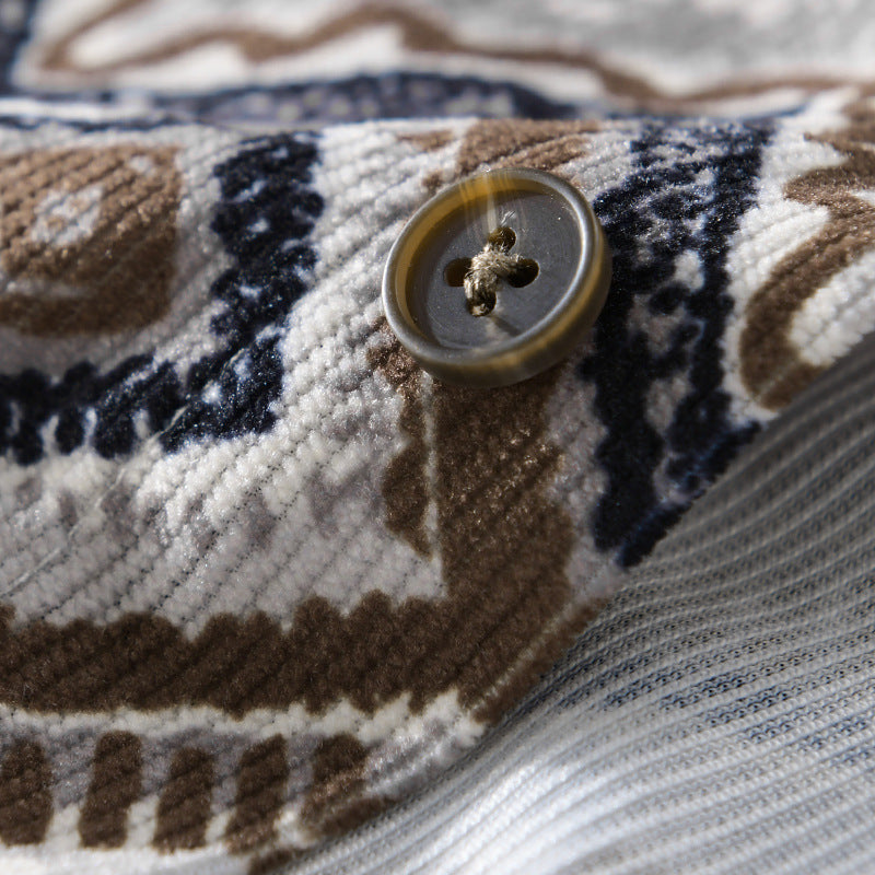Herren Gemustertes Overshirt im Relaxed-Fit mit geometrischem Diamantprint und Brusttasche Echoarchiv