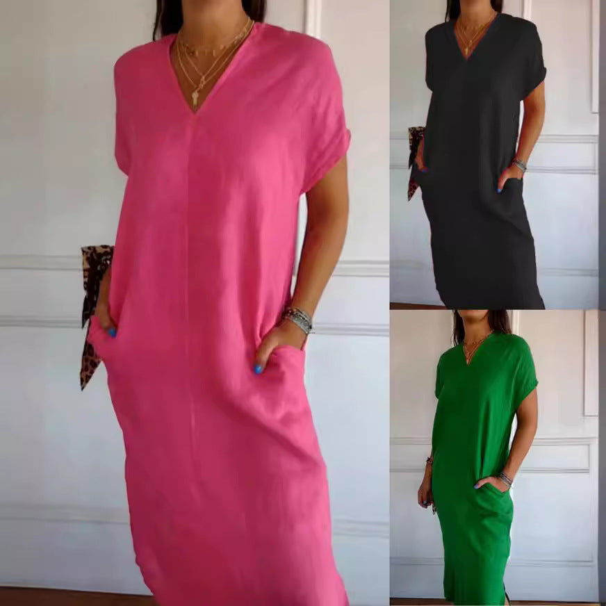 Damen luftiges Leinenkleid mit praktischen Seitentaschen Echoarchiv
