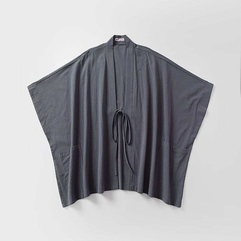 Damen Oversize Kimono-Cardigan mit Bindegürtel und Eingrifftaschen Echoarchiv