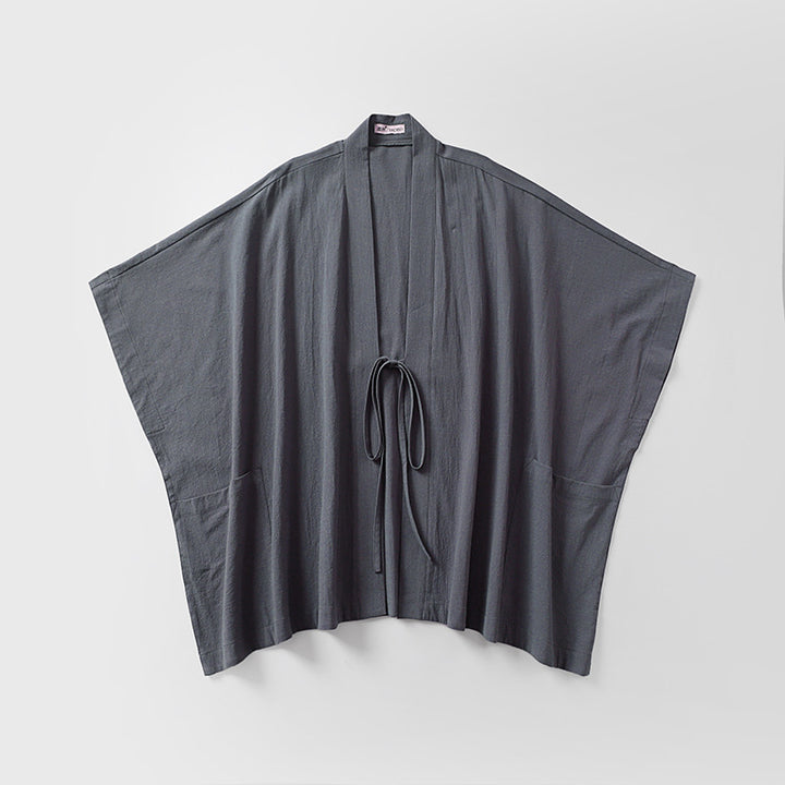 Damen Oversize Kimono-Cardigan mit Bindegürtel und Eingrifftaschen Echoarchiv