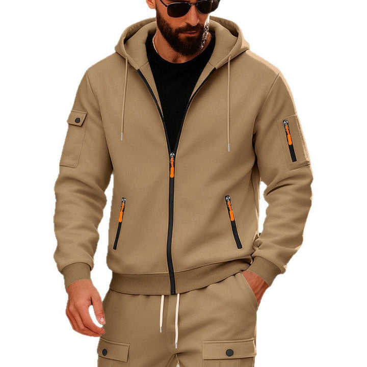 Herren sportlicher Kapuzenpullover mit modischen Schnellverschlüssen und praktischen Taschen – Cavarno