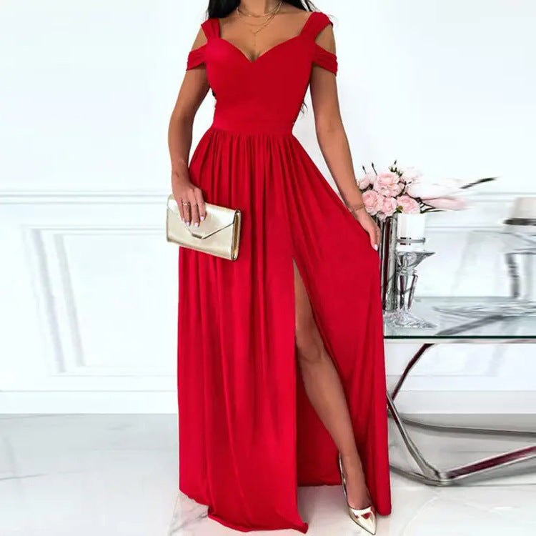 Damen Maxikleid mit Schulterträgern und elegantem Schlitz Echoarchiv