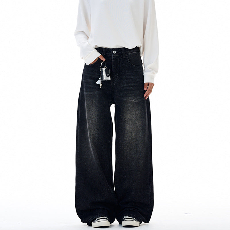 Damen Extraweite Highwaist-Palazzo-Jeans aus Vintage-Denim mit gerundetem Saum Echo Archiv