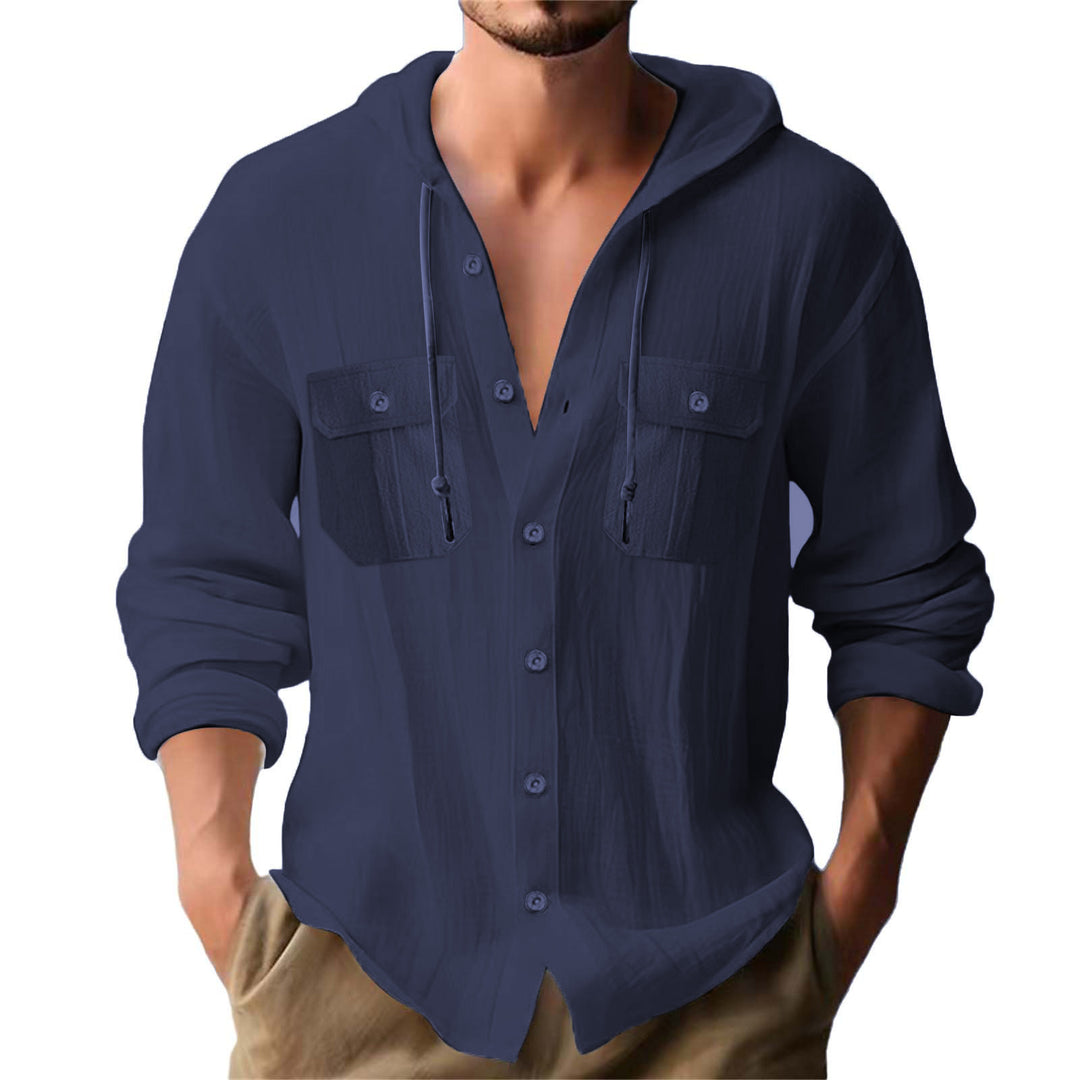 Herren lässiges Kapuzenshirt mit Brusttaschen und innovativem Stoff Echoarchiv