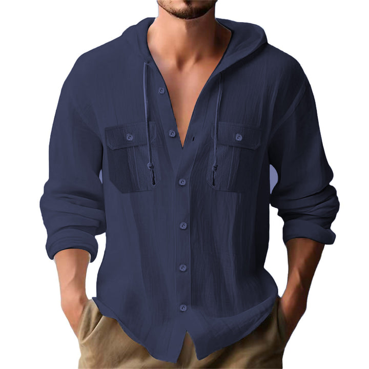 Herren lässiges Kapuzenshirt mit Brusttaschen und innovativem Stoff Echoarchiv