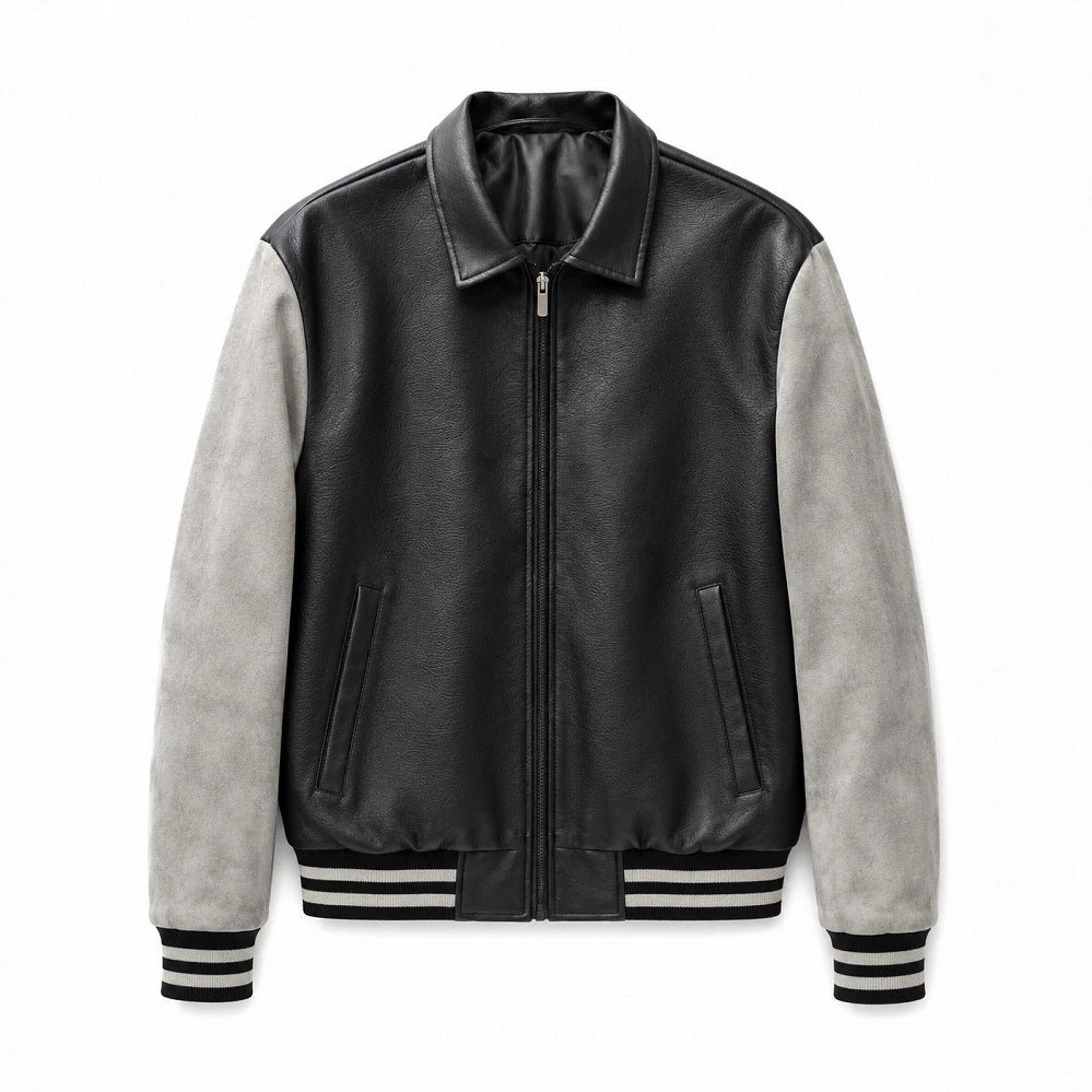 Herren Modische Kunstleder Bomberjacke Echo Archiv