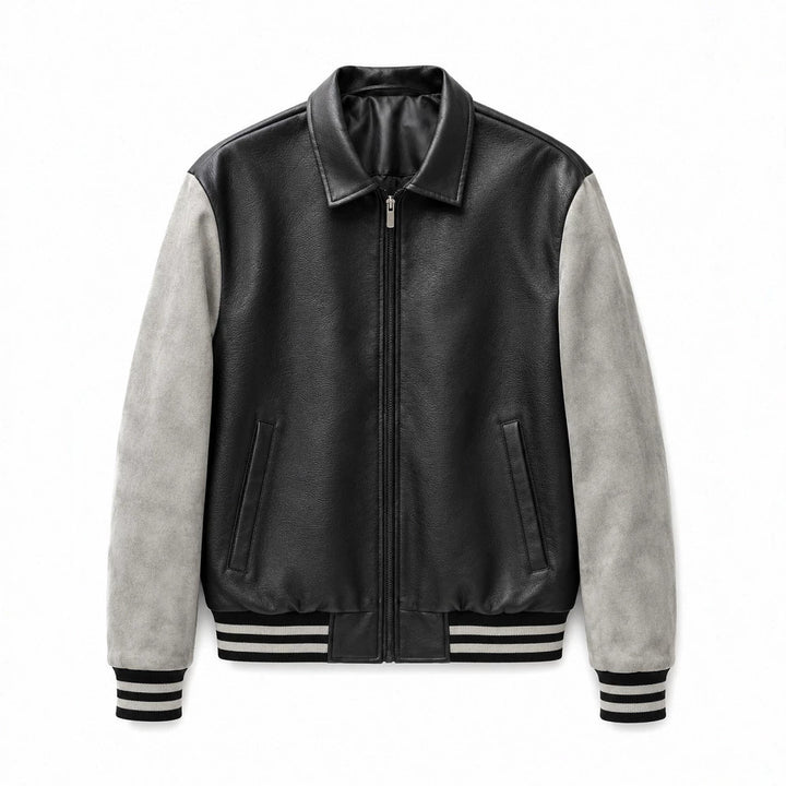 Herren Modische Kunstleder Bomberjacke Echo Archiv