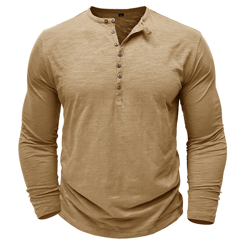 Herren Hemd im Henley-Stil mit modischen Knöpfen Echoarchiv