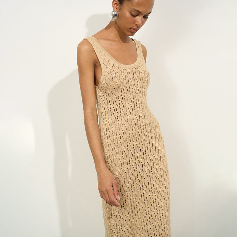 Damen elegantes Freizeit-Maxikleid mit raffiniertem Strickmuster Echo Archiv