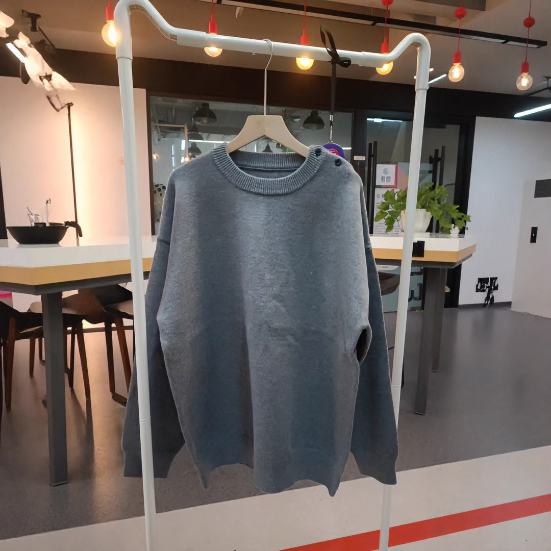 Unisex Oversized Strickpullover mit Destroy-Details und Rundhalsausschnitt Echoarchiv
