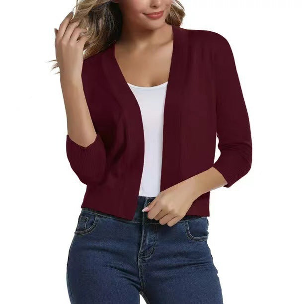 Damen nan offener Kurzcardigan mit dreiviertelärmeln und elastischem Saum Echo Archiv