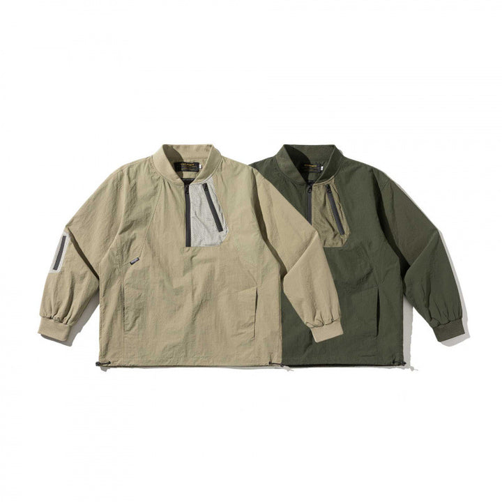 Unisex Leichtes Oversize-Anorak mit halbem Reißverschluss, Utility‑Taschen und Tunnelzugsaum Echo Archiv