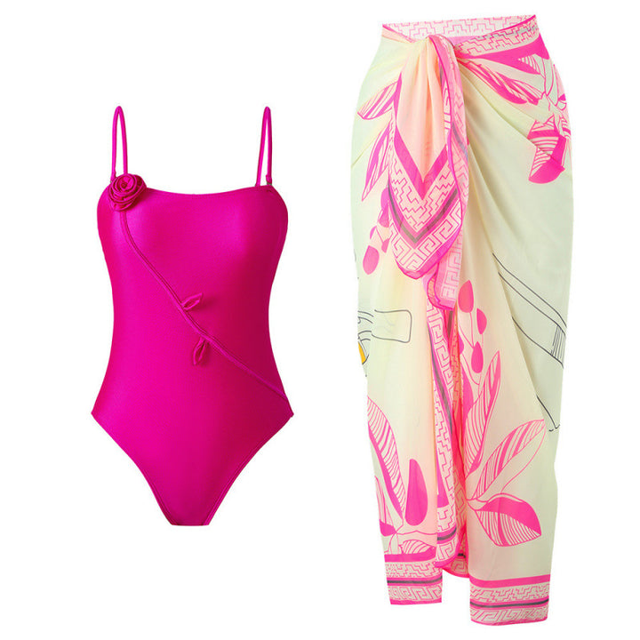 Damen Einteiler Badeanzug mit floralem Design und passendem Strandüberwurf Echo Archiv