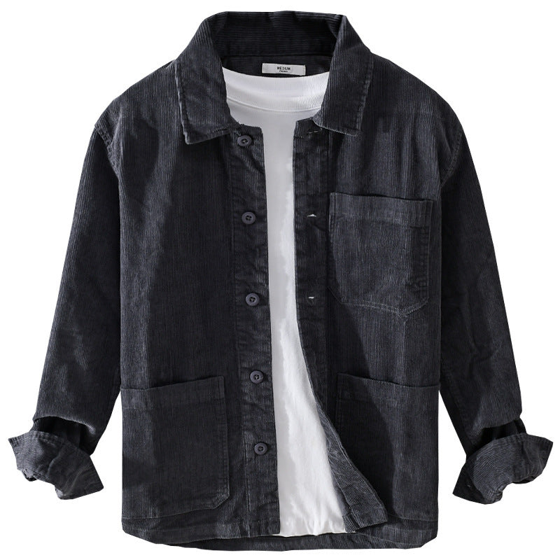 Herren Cord-Überhemdjacke mit aufgesetzten Taschen und legerem Schnitt Echoarchiv