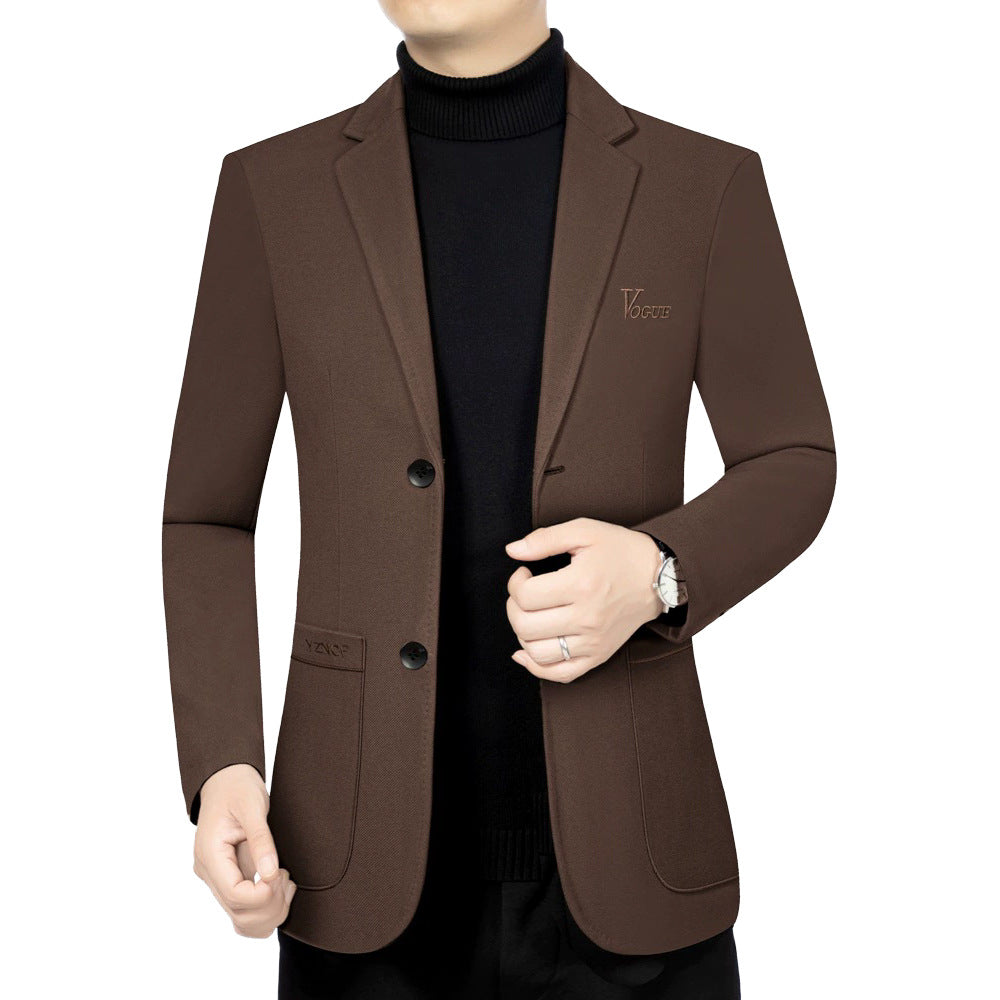 Herren Modernes Einreihiges City-Blazer mit aufgesetzten Taschen und leichter Halbfütterung – Tianoro